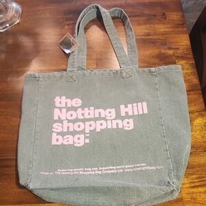 The Notting Hill Shopping Bag Canvas Tote Grey And Pink NWT
